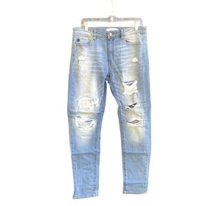 KanCan Caroline Mid Rise Ankle Skinny Jeans Distressed Stretch Light Wash 11/29